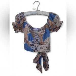 Floral Patchwork Puff Sleeve Blouse